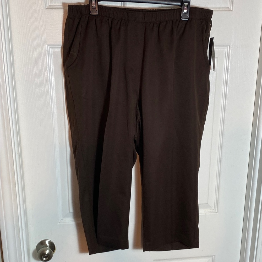 Alia Women's Dark Brown Capris Microfiber Twill  Relaxed Fit Plus Size 18W